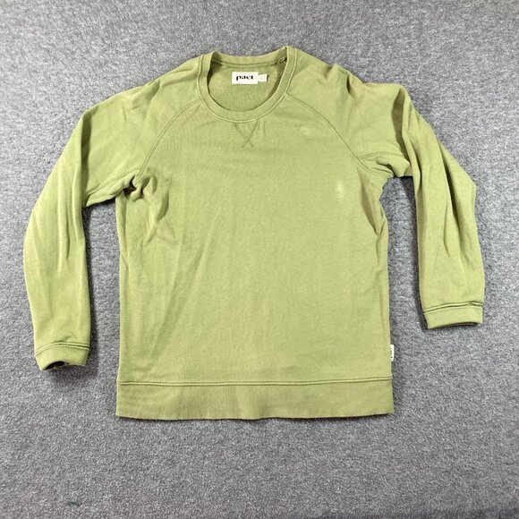 Pact Raglan Crew Neck Sweater Green Long Sleeve Womens Size Large 100% Cotton - Picture 1 of 9